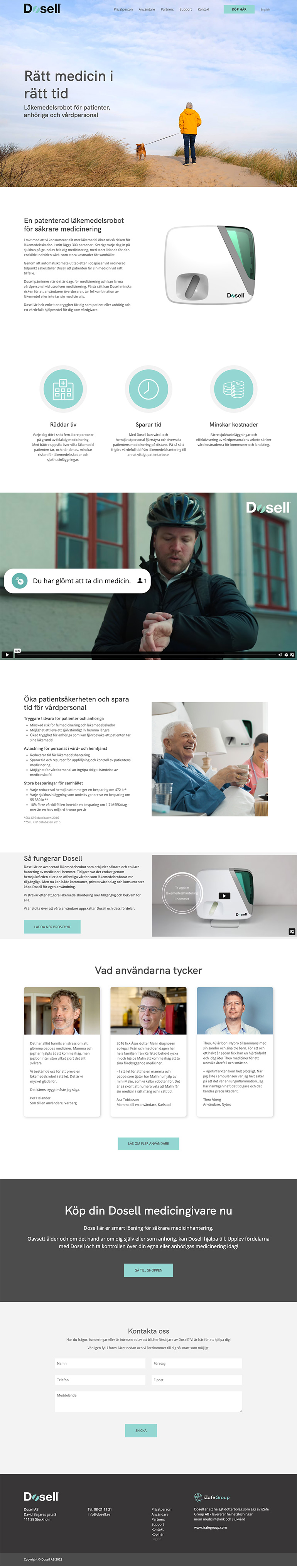 Startsida för medtech-webbplats med flera målgrupper byggd i WordPress