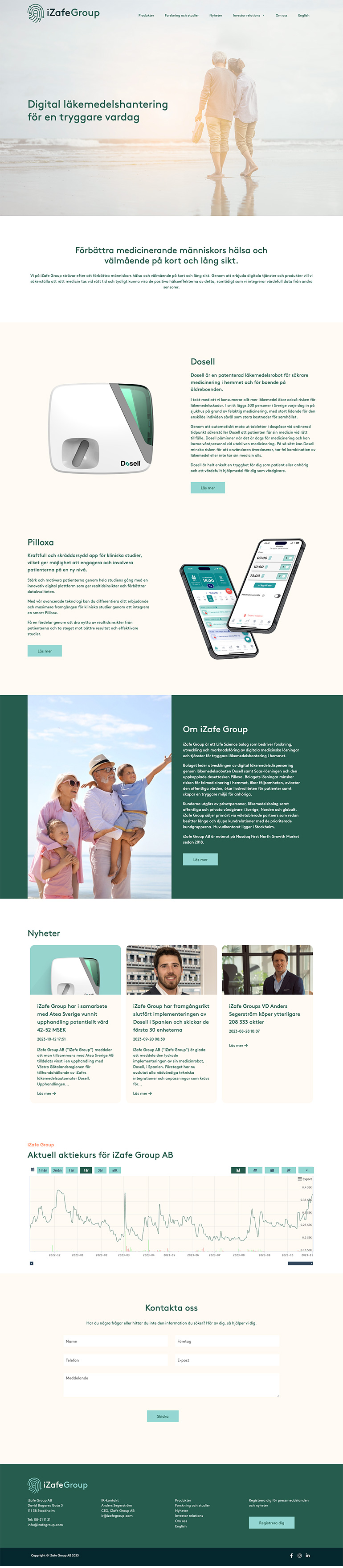 Startsida för medtech-webbplats i WordPress