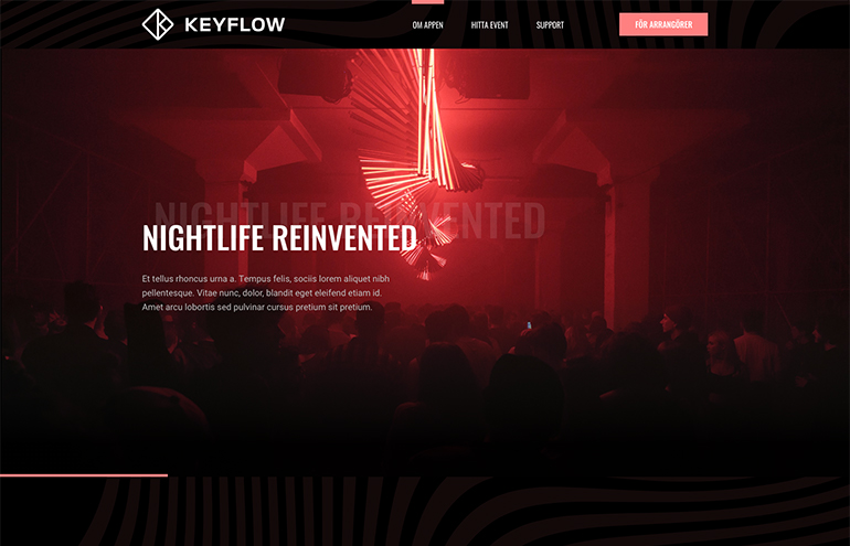 Webbplats för eventbolag byggd av Comlog Studio