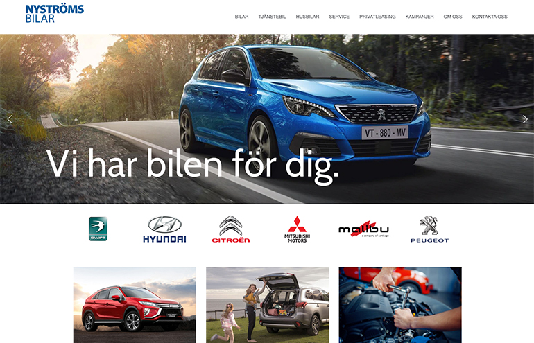 WordPress-webbplats för bilhandlare
